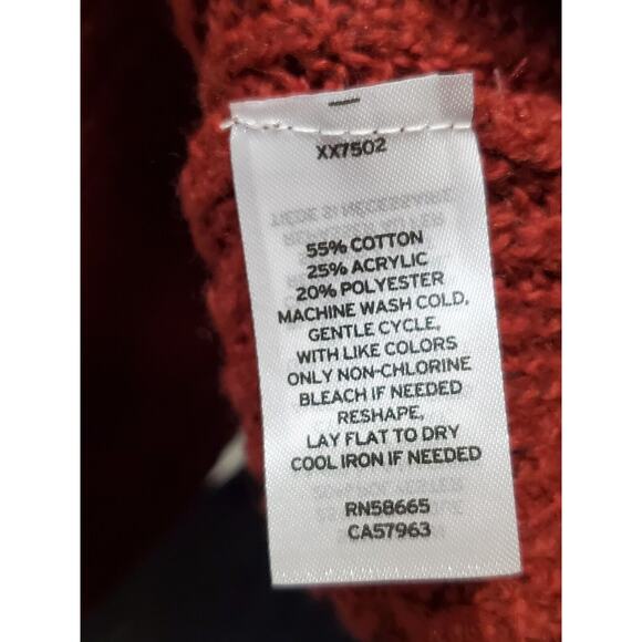 BP. Women's Red Cotton Long Sleeve Mock Neck Pullover Knit Sweater Size 2XS - Picture 9 of 12